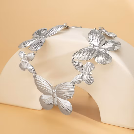 Punk Creative Splicing Single Layer Gold Silver Butterfly Women′s Waist Chain