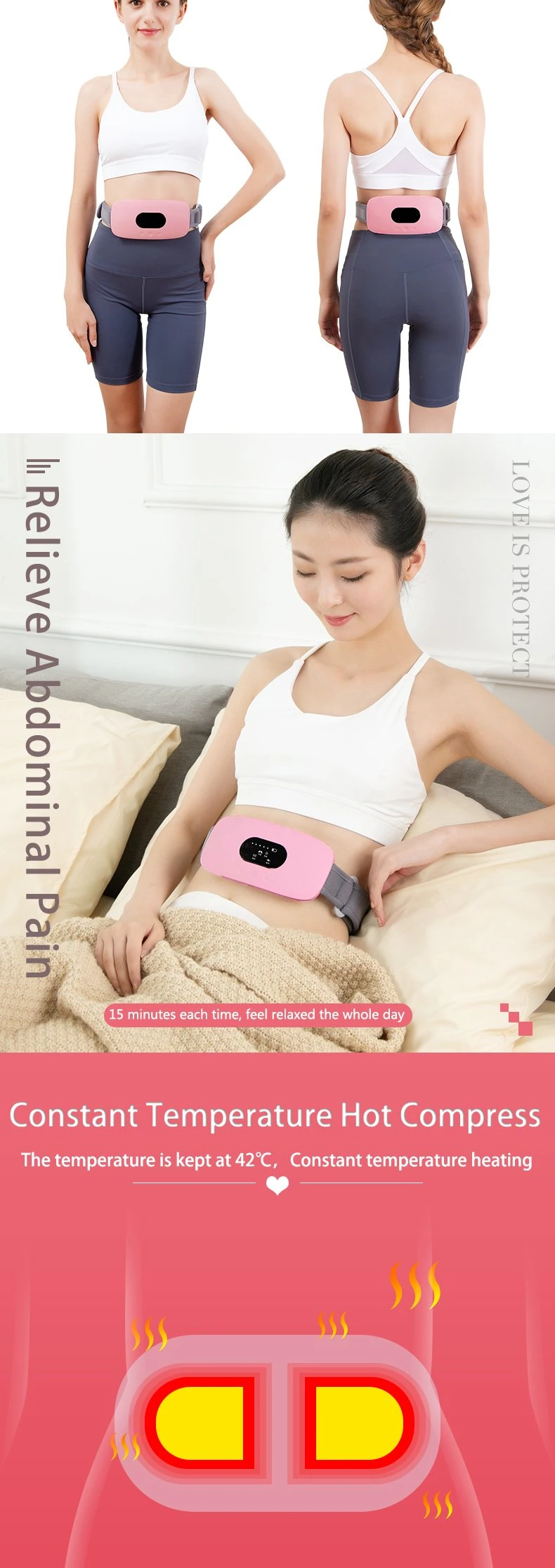 Hezheng Electric Pulse Vibrating Fitness Burning Fat Lose Weight Body Abdomen Back Pain Heating Beauty Equipment Belly Waist Massager Slimming Massage Belt