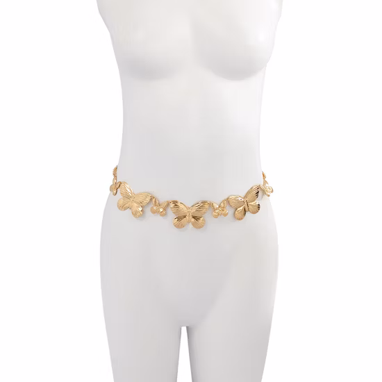 Punk Creative Splicing Single Layer Gold Silver Butterfly Women's Waist Chain