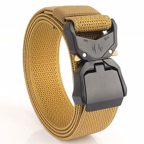 Ceinture tactique Style militaire à dégagement rapide Ceinture à boucle en métal 3,8 cm Ceintures de gréement en nylon robustes pour hommes