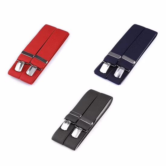 Vente chaude OEM couleur unie Y Clips arrière hommes pantalon bretelles jarretelle bande élastique avec logo personnalisé